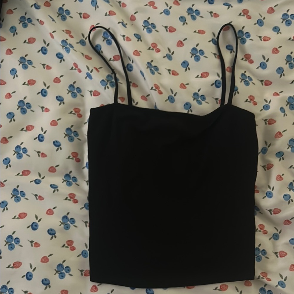 Divided Black Fitted Crop Camisole